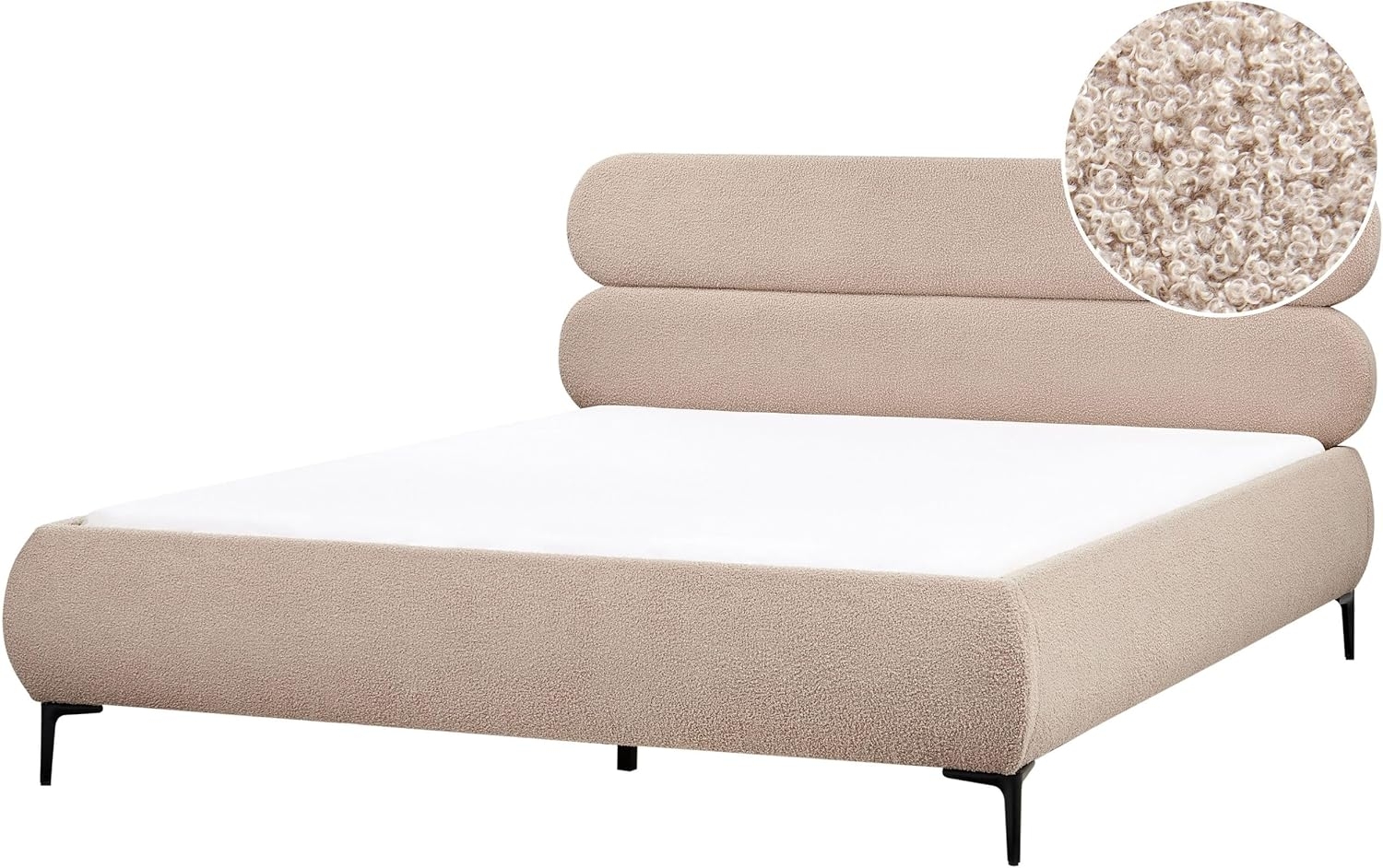 Bett mit Lattenrost Bouclé LESSAY 180 x 200 cm Taupe Bild 1