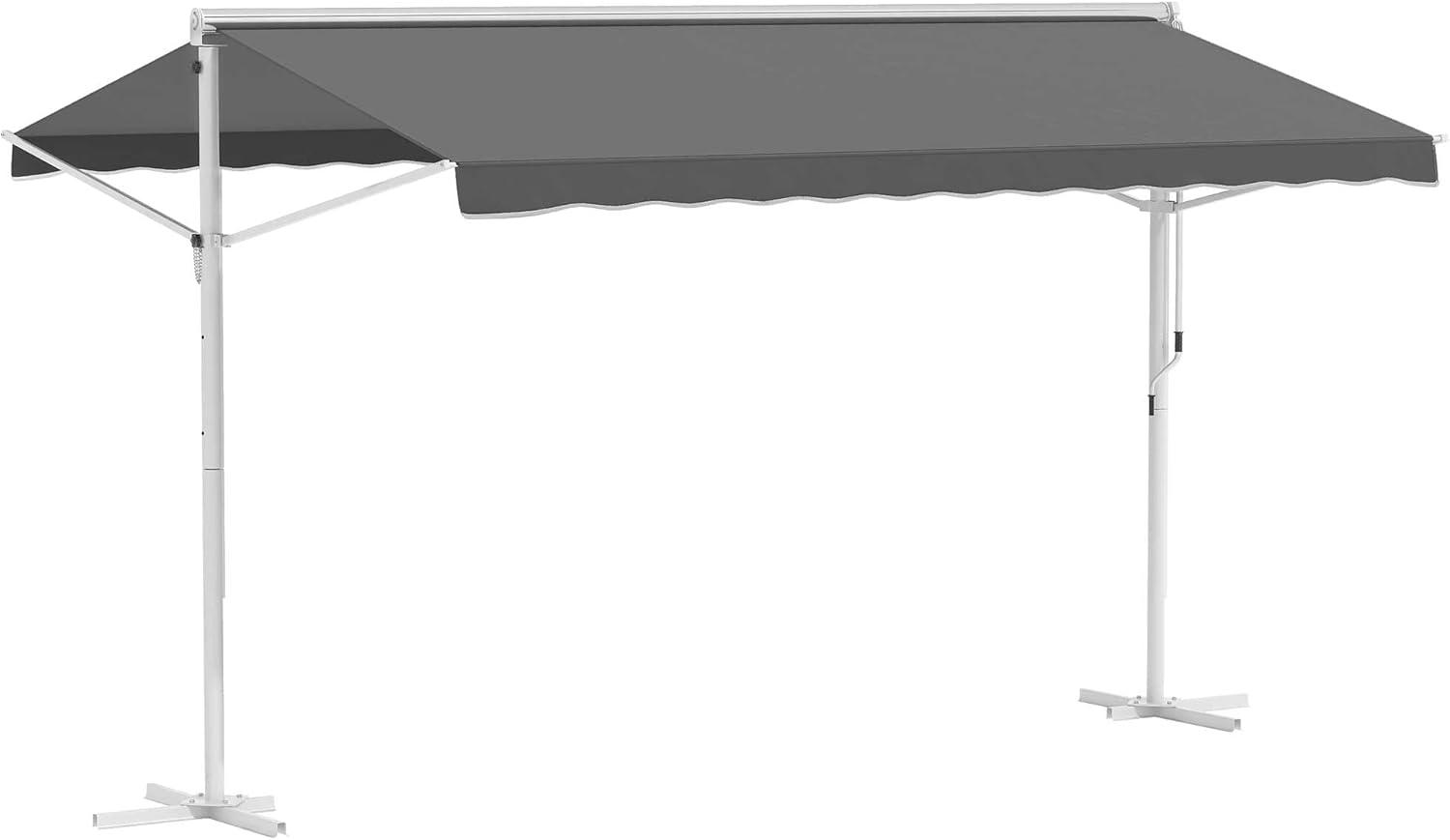 Outsunny Standmarkise Gartenmarkise mit FaltarmMarkise Kurbel Grau 3,95x2,94m - grau Bild 1