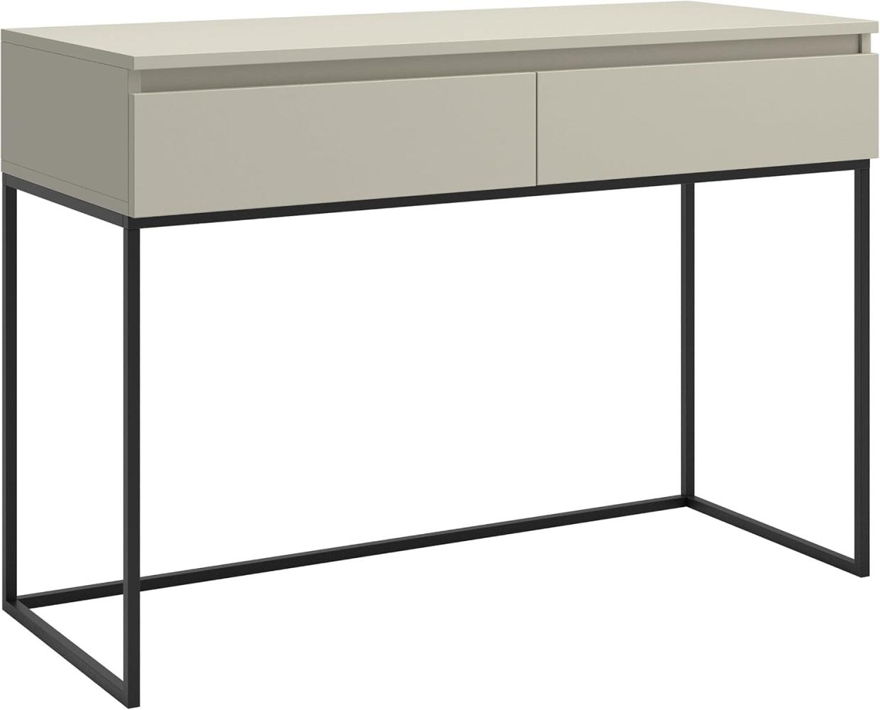 Selsey Bemmi - Schminktisch Schreibtisch, Graubeige mit schwarzem Metallgestell, 120 cm Bild 1