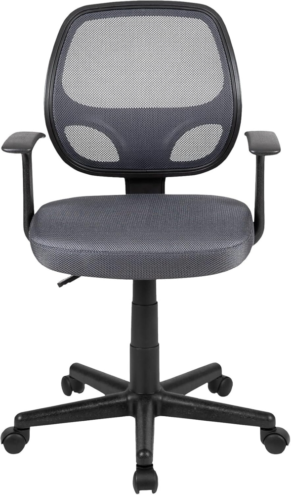 Flash Furniture Bürostuhl mit mittelhoher Rückenlehne – Ergonomischer Schreibtischstuhl mit Armlehnen und Netzstoff – Perfekt für Home Office oder Büro – Grau Bild 1