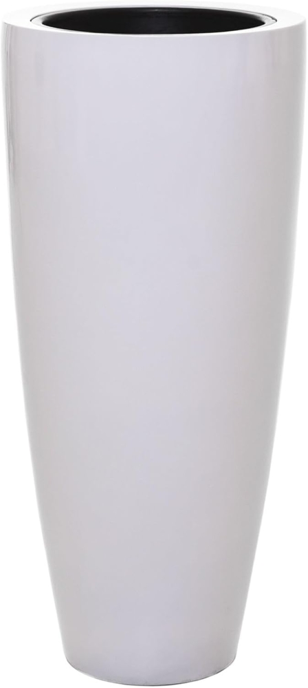 VIVANNO Pflanzkübel Fiberglas CITY Rund - Weiß Hochglanz (1 St), 37x80 cm Bild 1
