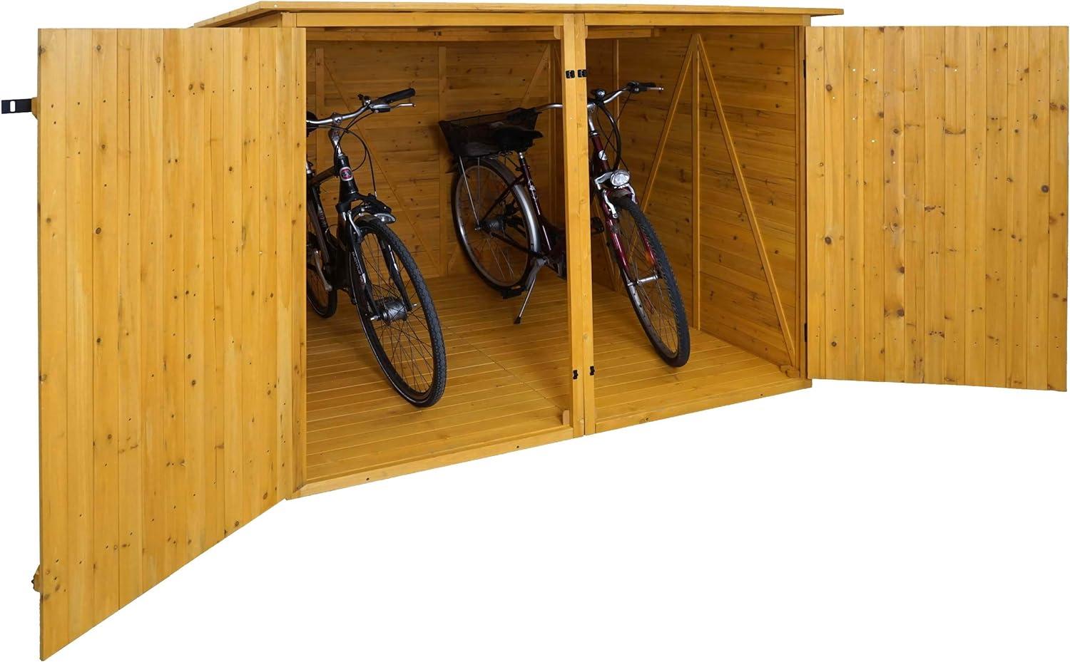 2er-Fahrradgarage HWC-H60, Fahrradbox Geräteschuppen Gerätehaus, MVG abschließbar 151x200x200cm ~ braun Bild 1