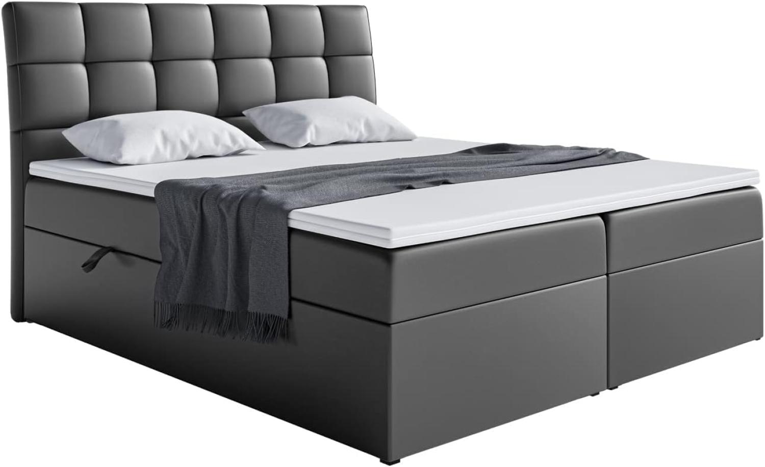 MEBLINI Boxspringbett DRAGO 180x200 cm mit Bettkasten - H4/Schwarz Kunstleder Polsterbett - Doppelbett mit Topper & Taschenfederkern-Matratze Bild 1