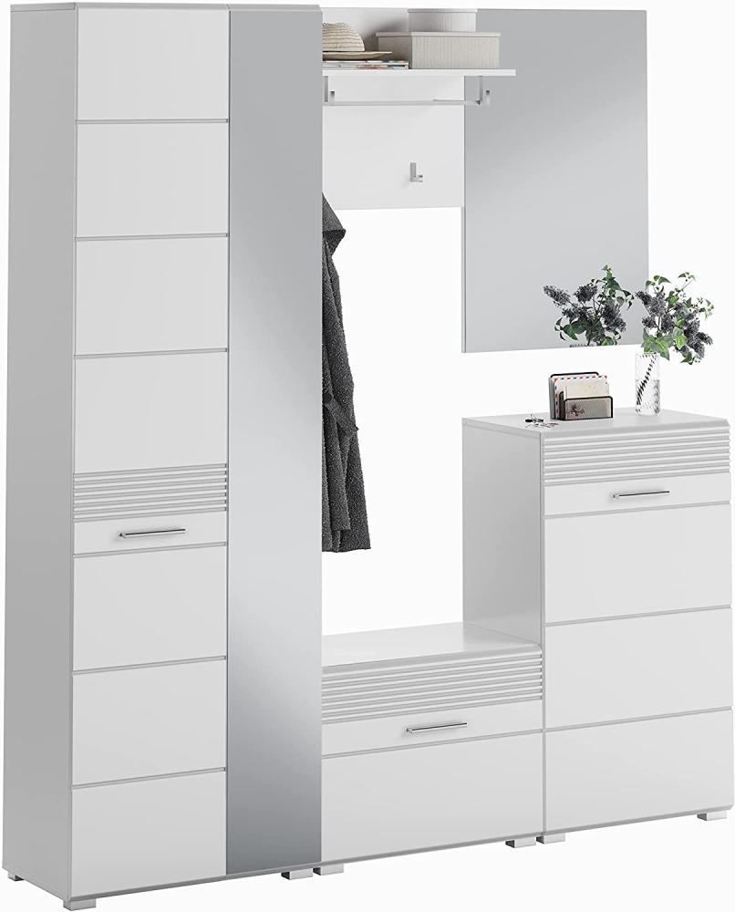 Garderoben-Set Linus | weiß Hochglanz | 5-teilig ohne Sitzkissen Bild 1