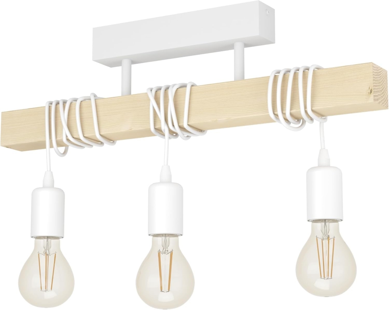 Eglo 33166 Hängeleuchte TOWNSHEND Stahl weiß, Holz braun E27 3X40W L:55cm B:10,5cm H:26,5cm dimmbar Bild 1