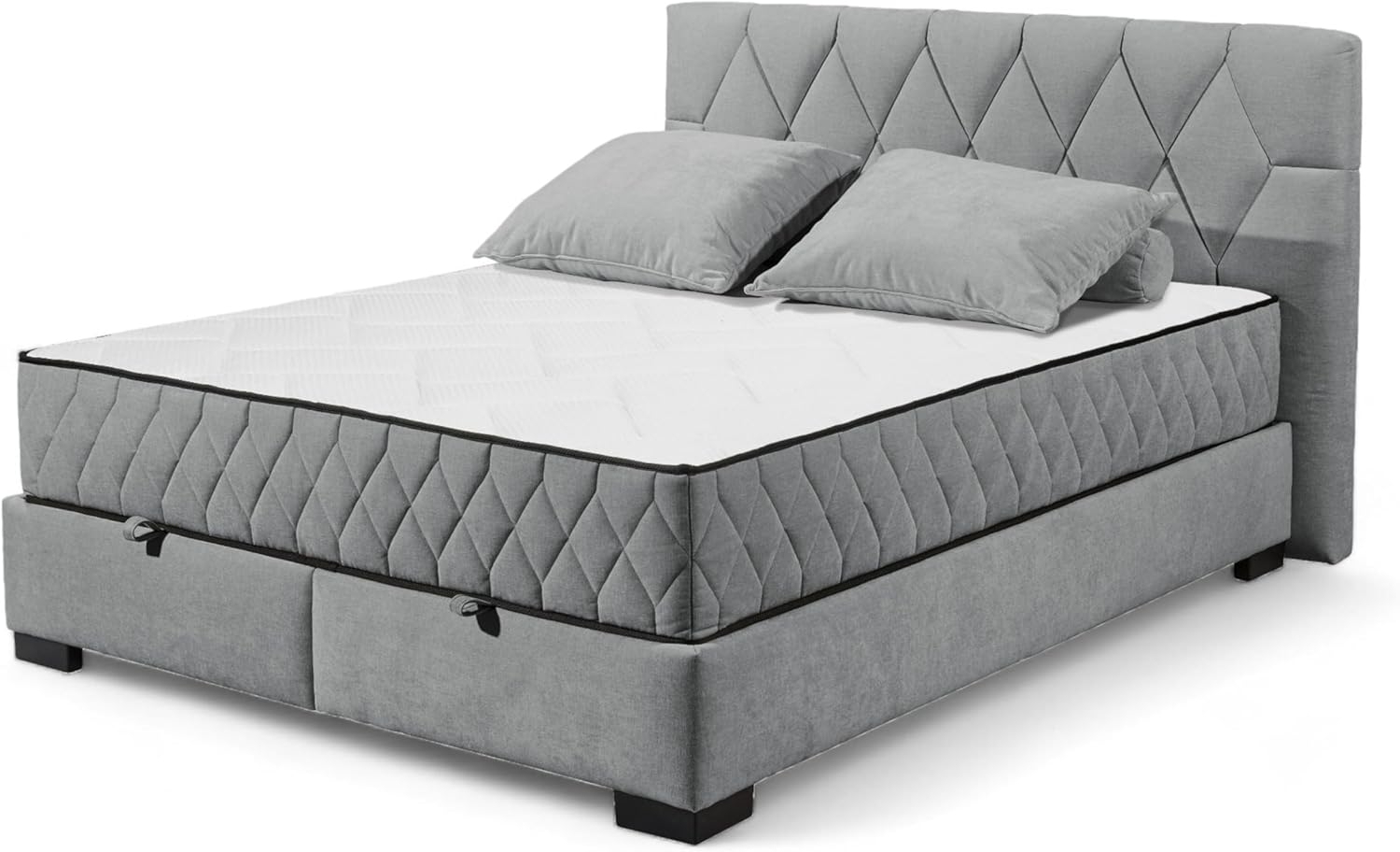 NAGOL B Boxbett 160x200, Anthrazit - Bequemes Doppelbett mit Bettkasten und Premium 9-Zonen-Federkern Wendematratze - 185 x 114 x 214 cm (B/H/T) Bild 1