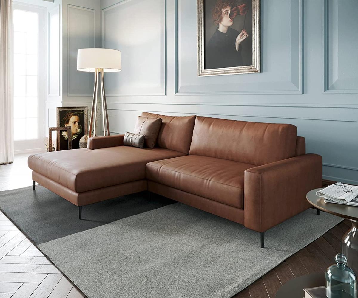 Ecksofa Jonte 270x190 cm Echtleder Braun Recamiere links Bild 1