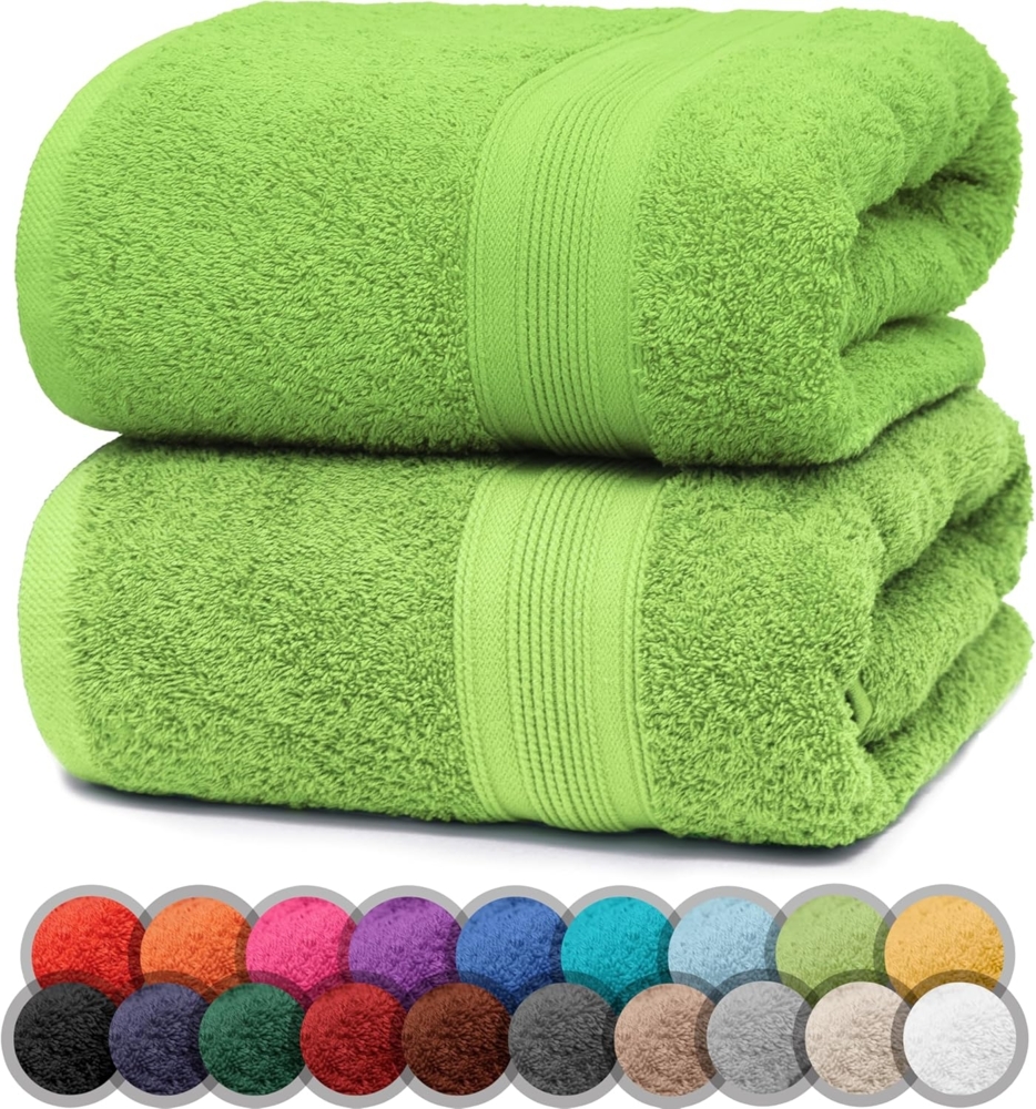 NatureMark 2er Pack DUSCHTÜCHER Premium Qualität 70x140 cm DUSCHTUCH Dusch-Handtuch Doppelpack Farbe: Apfel grün Bild 1