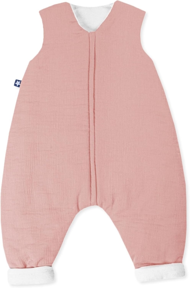 Julius Zöllner Schlafoverall Jumper gefüttert Musselin, warme Füllung 2,5 TOG, waschbar bei 40°C, Made in Germany, OEKO TEX Standard 100, dusty rose, Gr. 80 Bild 1