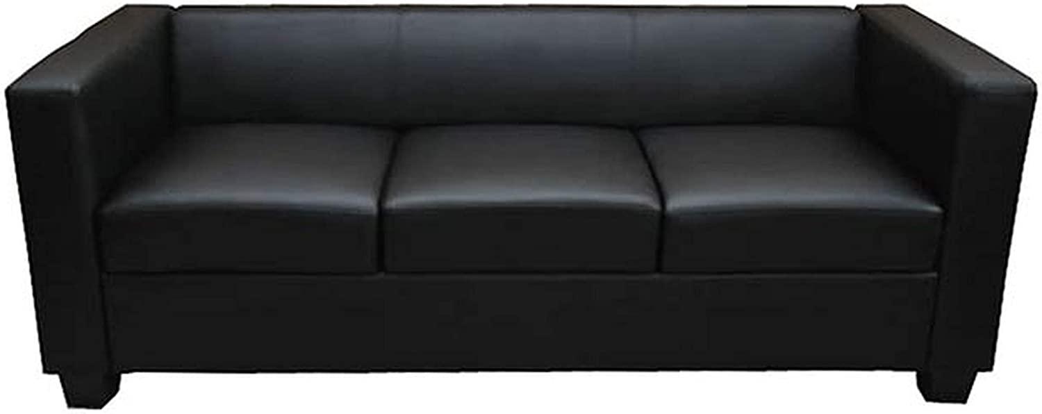 3er Sofa Couch Loungesofa Lille ~ Kunstleder, schwarz Bild 1