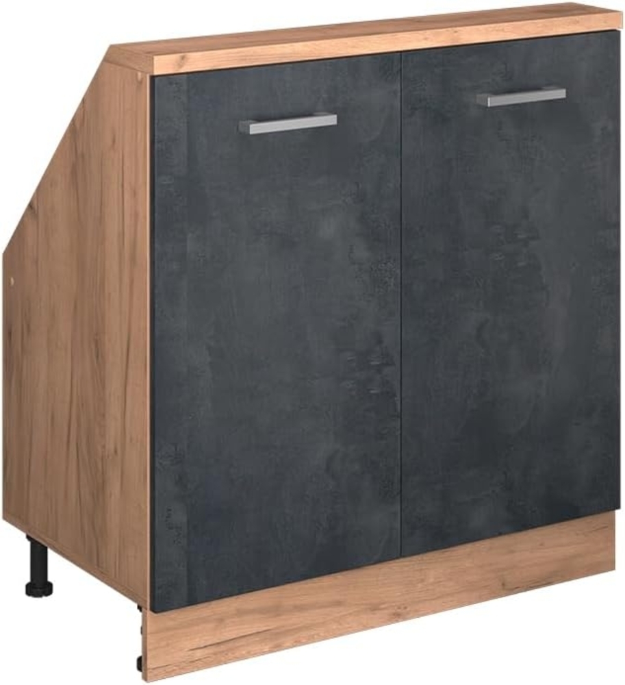 Dachschrägenschrank Rion Schwarz Beton/Goldkraft Eiche mit 2 Türen Vicco Bild 1
