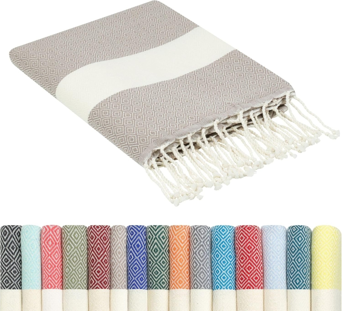 furora HOLIDAY Strandtuch groß 100x200 cm Strand Tuch, aus Baumwolle, Hamamtuch Badetuch, leicht, lang, dünn & kompakt Bild 1