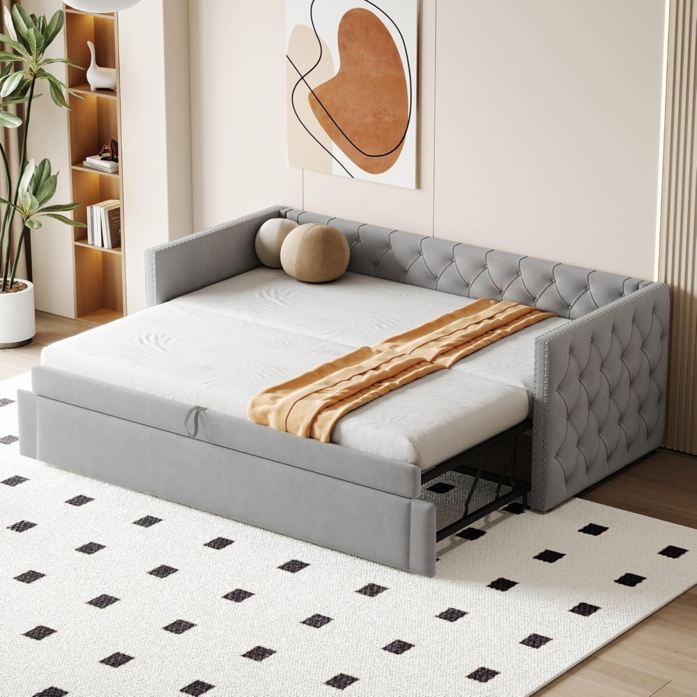 Odikalo Schlafsofa Doppelbett Polsterbett Ausziehbares Gästebett(ohne Matratze)90*200cm Bild 1