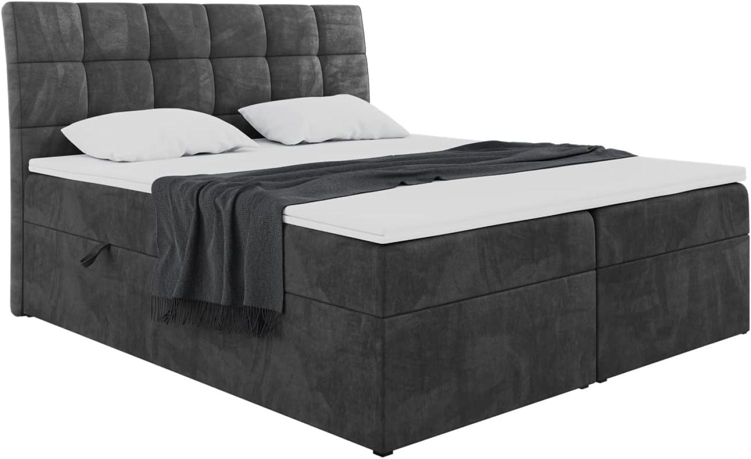 MEBLINI Boxspringbett DRAGO 120x200 cm mit Bettkasten - H4/Schwarz Samt Polsterbett - Doppelbett mit Topper & Taschenfederkern-Matratze Bild 1