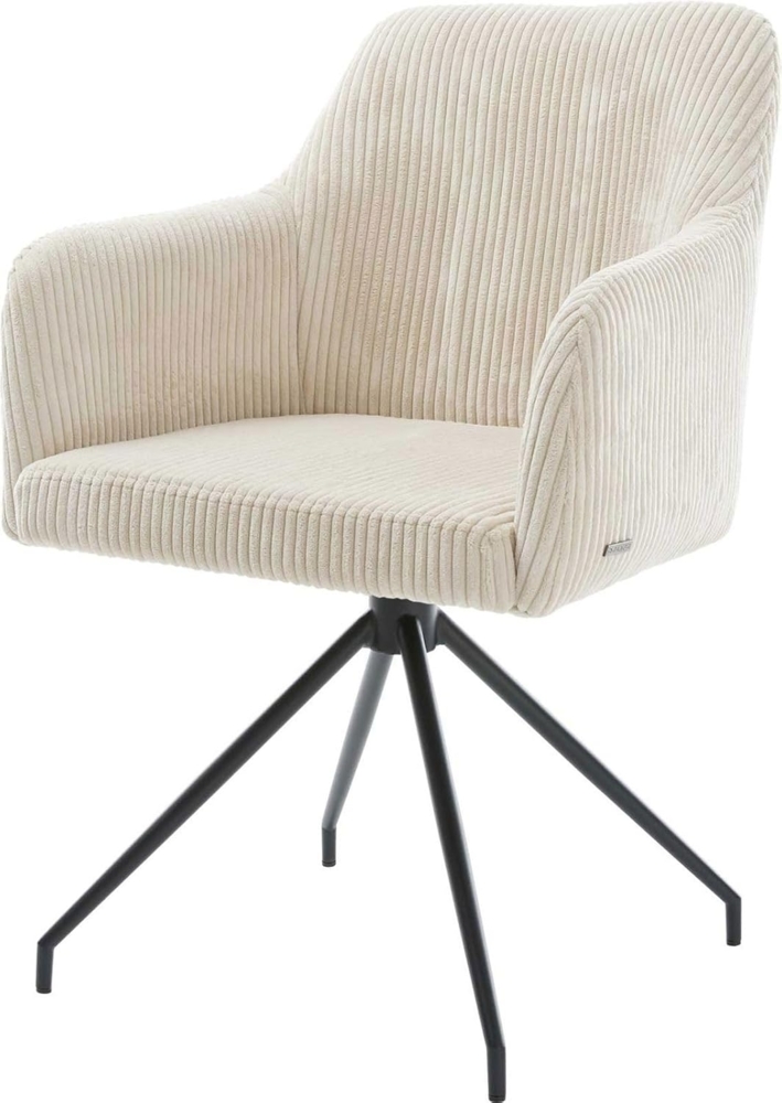 Esszimmerstuhl Greg-Flex Cord Beige Kreuzgestell konisch Schwarz Taschenfederkern Bild 1