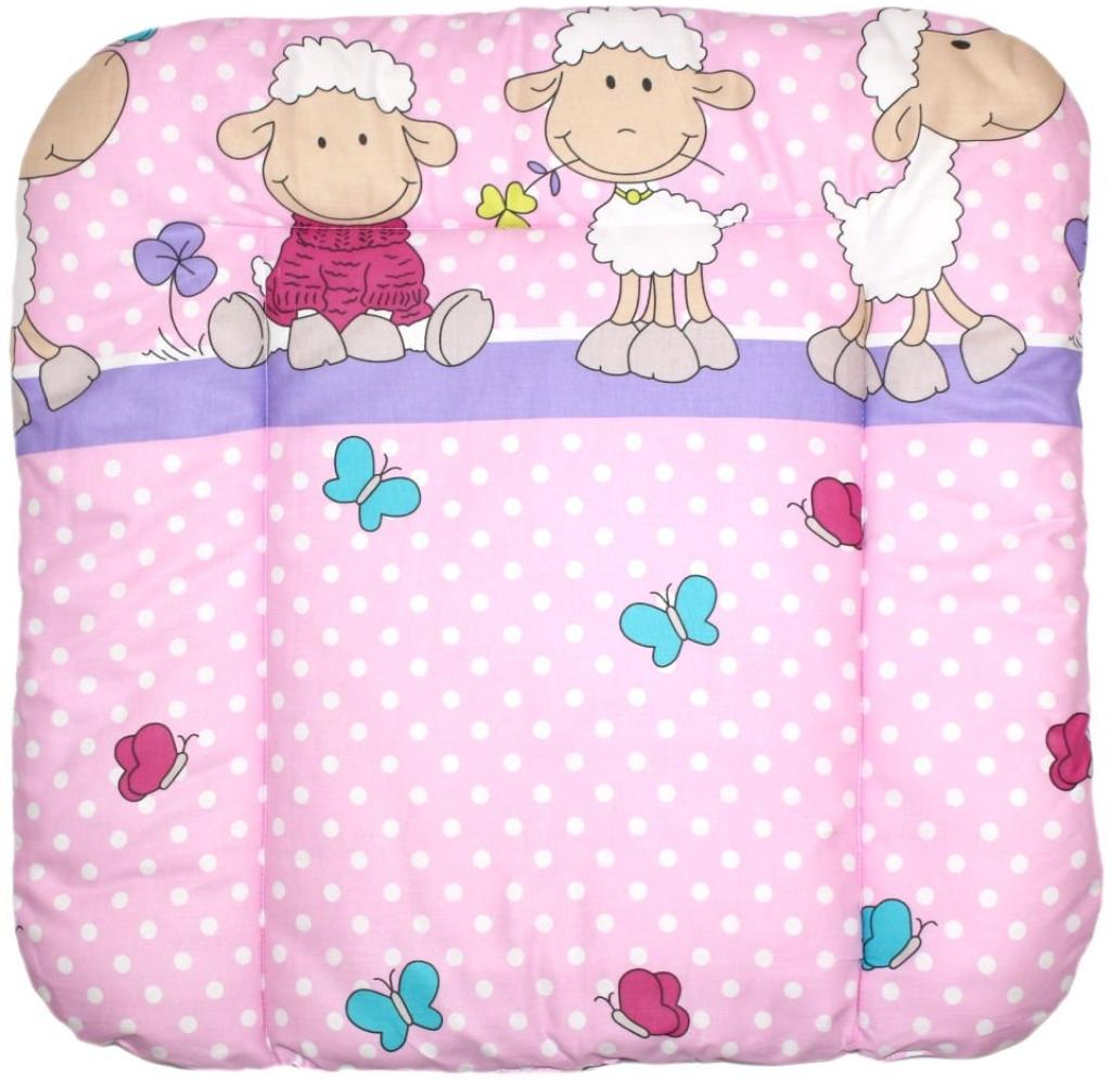 Baby Auflage Wickelauflage - Schaf rosa/violet - 70x50 cm 70x70 cm 70x85 cm Wickeltischauflage 70x50 cm Bild 1