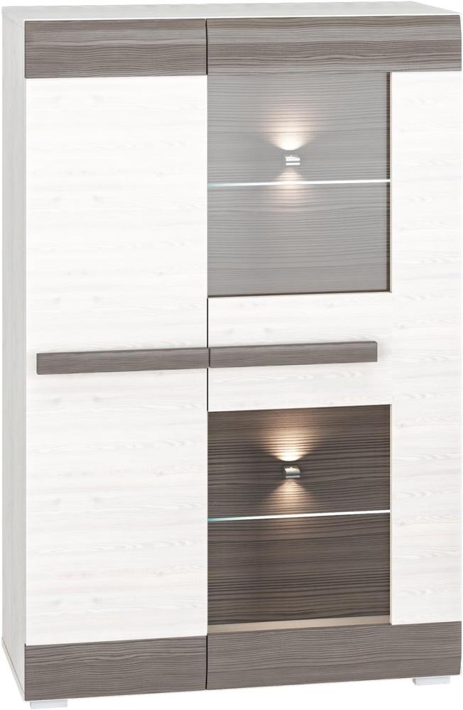 Highboard "Blanco" Kommode 92cm Pinie weiß grau MDF Bild 1