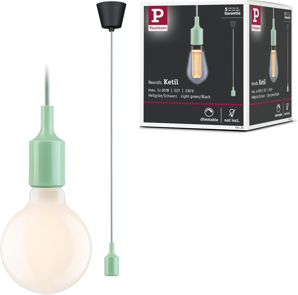 Paulmann 78428 Pendelleuchte Ketil E27 max. 60W Hellgrün Bild 1