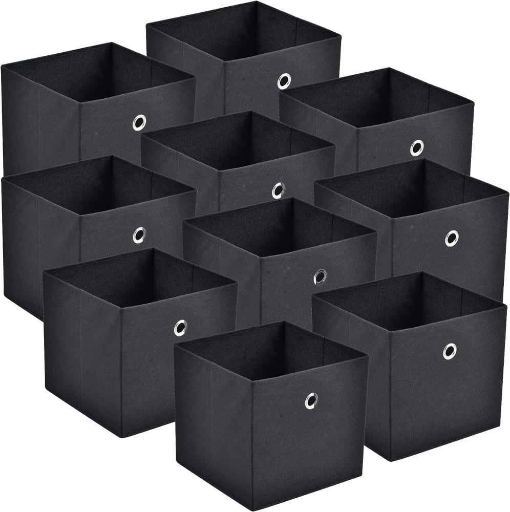 Faltbox 10er-Set 30x30x28 cm Vliesstoff Schwarz en. casa Bild 1