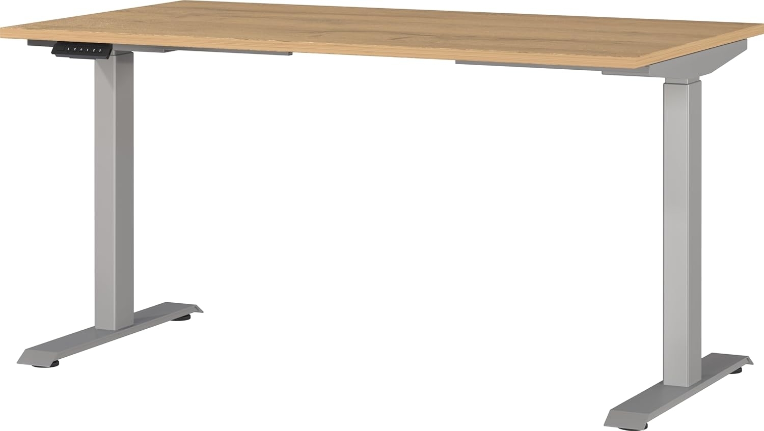 Germania Schreibtisch 7905-638, in Grandson-Eiche-Nb./Silber, EL. höhenverstellb, 140 x 120 x 80 cm (BxHxT) Bild 1