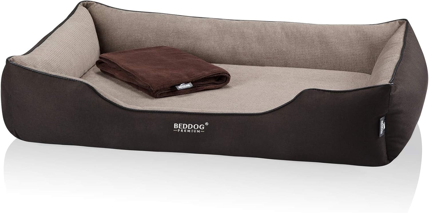 BedDog PREMIUM Orthopädisches Hundebett CLARA, Memory Foam, mit abnehmbaren Bezug MELANGE (beige/braun), (XXL) ca. 110x75x25cm Bild 1