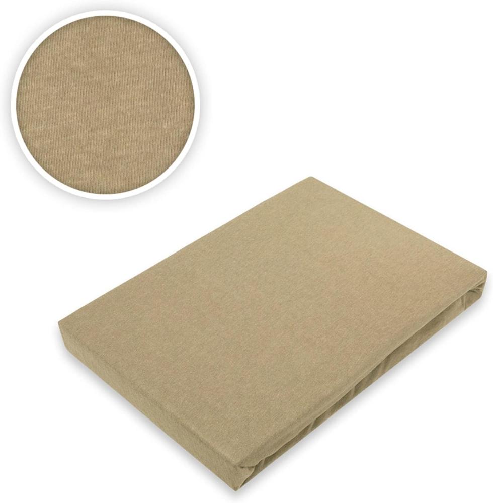 Jersey Spannbettlaken Premium Marke 140 - 160 x 200 cm Sand Bild 1