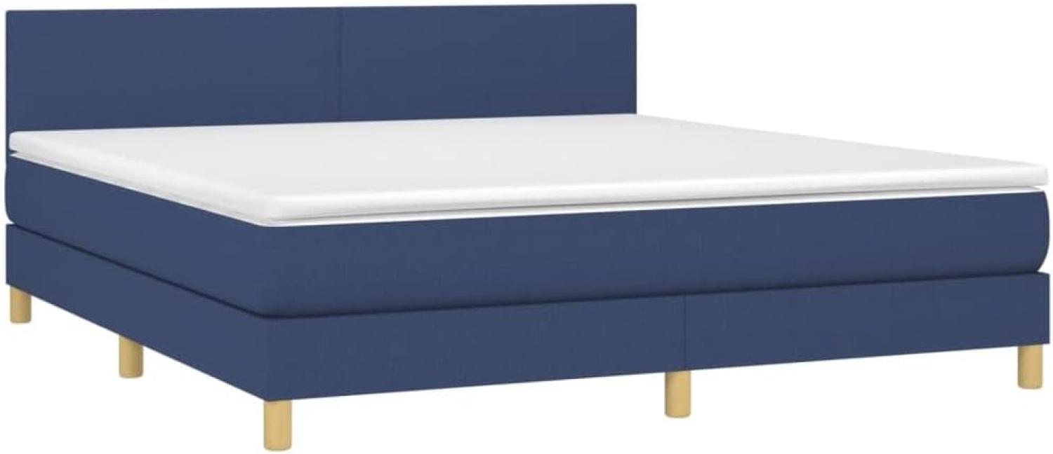 vidaXL Boxspringbett mit Matratze & LED Blau 180x200 cm Stoff 3133579 Bild 1