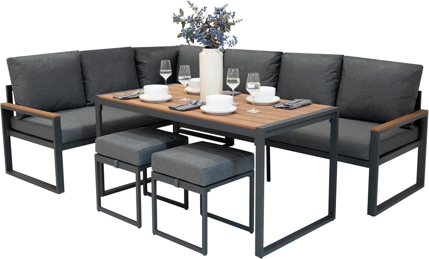 Aluminium 5-teiliges Ecksofa-Set - Holz Bild 1