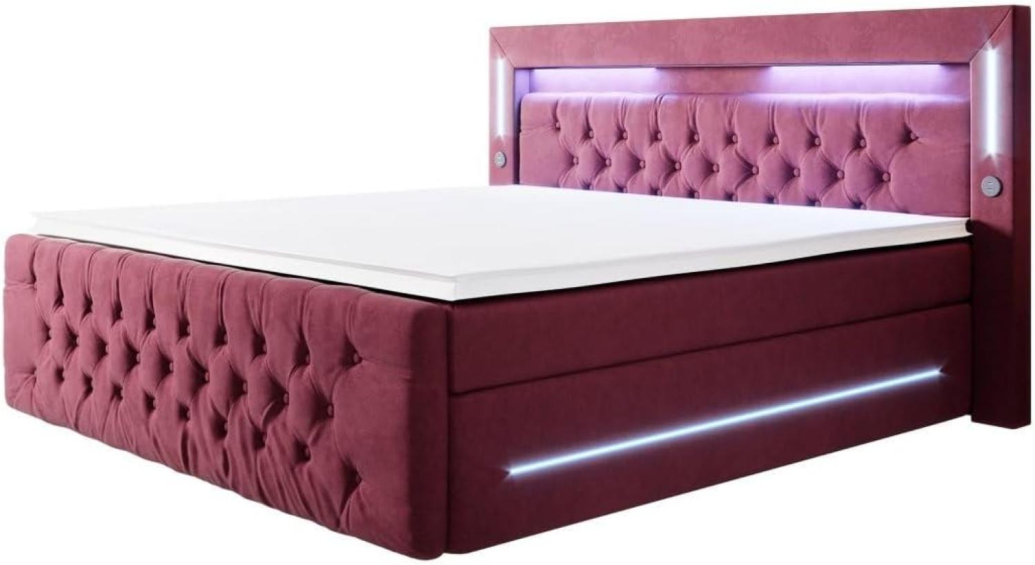 Boxspringbett Moonlight mit LED, USB und Stauraum 160x200 Rot H2 Bild 1