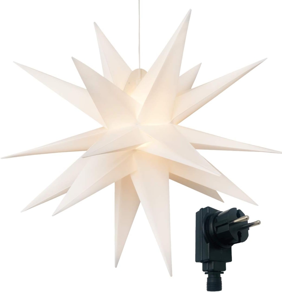 Bonetti 3D Leuchtstern inkl. warm-weißer LED Beleuchtung | für Innen und Außen geeignet | hängend | 7,5 m Zuleitung (weiß, ca. Ø 100 cm (Netzstecker)) Bild 1