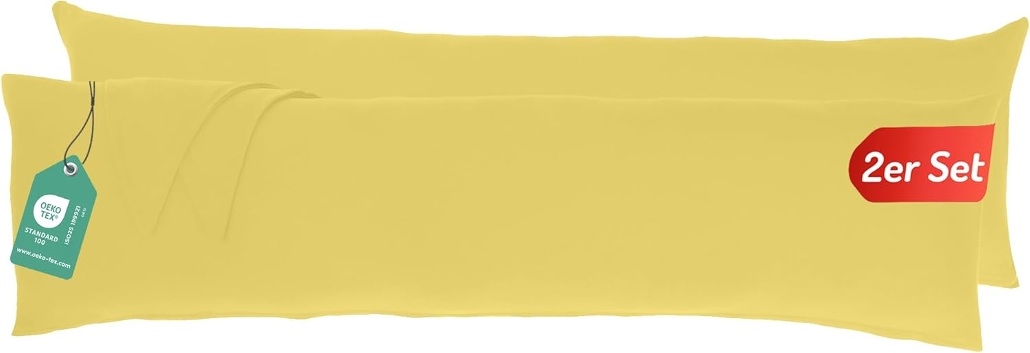 Livessa Seitenschläferkissen Bezug 40x145 (2er Set) - Verdeckter Reißverschluss an der Langen Seite,%100 Baumwolle Jersey Stoff, Oeko-Tex Zertifiziert, Ultra weich und atmungsaktiv Bild 1