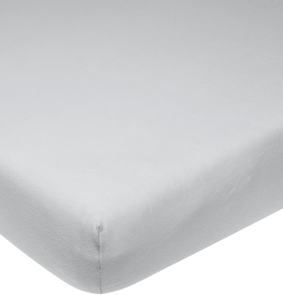 Meyco Home Basic Jersey Uni Spannbettlaken Doppelbett (Bettlaken mit weicher Jersey-Qualität, aus 100% Baumwolle, perfekte Passform durch Rundum-Gummizug, atmungsaktiv, Maße: 180x200 cm), Hellgrau Bild 1