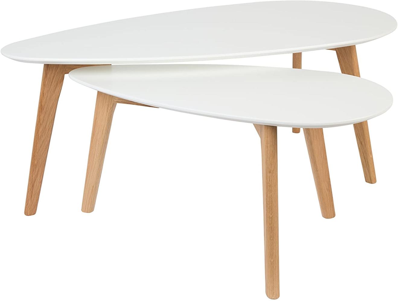 WHITE LABEL LIVING Couchtisch Set Drop Oval Weiß (2er-Set) Bild 1