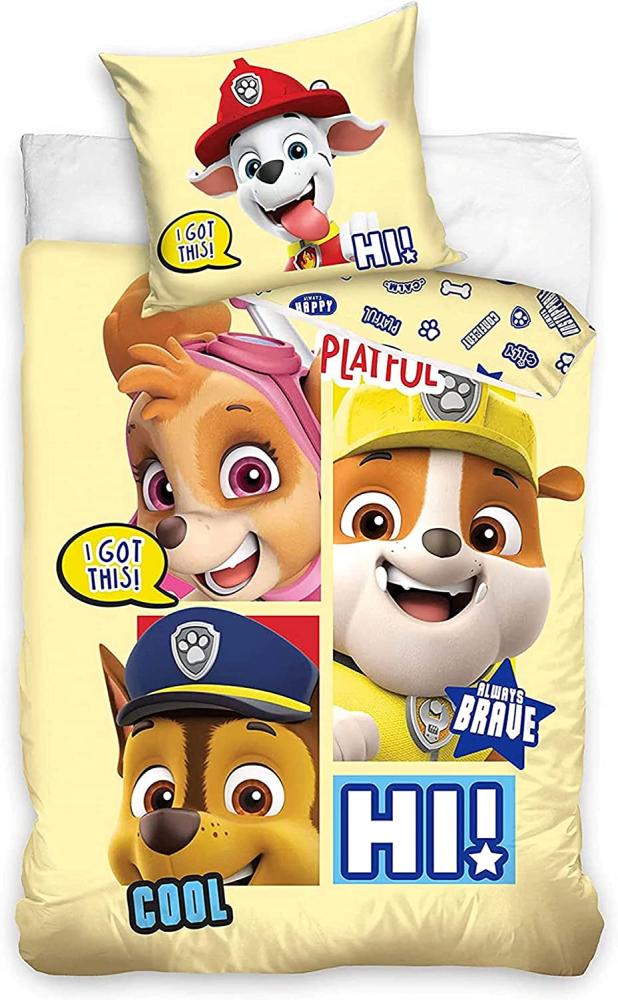 bettbezug Paw Patrol 100 x 135 cm Baumwolle gelb Bild 1