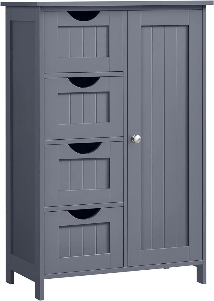 Vasagle Badezimmerschrank mit 4 Schubladen und verstellbarer Ablage, MDF grau, 82 x 30 x 55 cm Bild 1