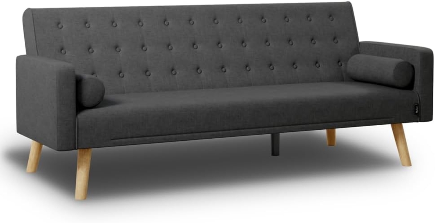 Nalui - 3-Sitzer-Schlafsofa 203 x 82 x 78 cm One Dots 2 Kissen mit Verstellbarer Rückenlehne | Hellgrau Bild 1
