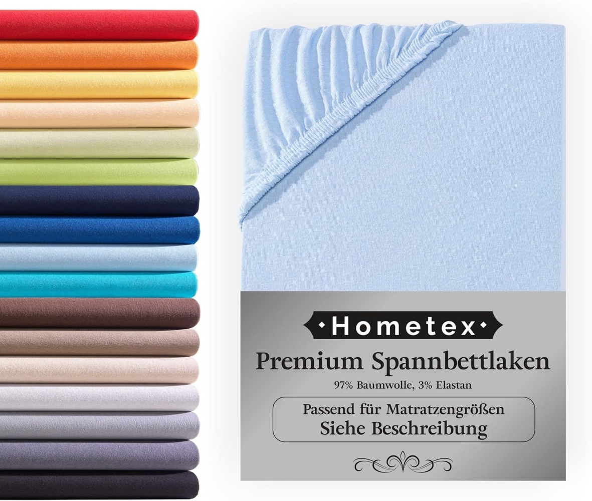 Hometex Premium Textiles Spannbettlaken Premium Boxspringbett Spannbetttuch ideal für Wasserbett und Matratzen, Jersey, Gummizug: Rundumgummizug, Spannbettlaken Premium Qualität 190 g/m², Gekämmte Baumwolle Bild 1