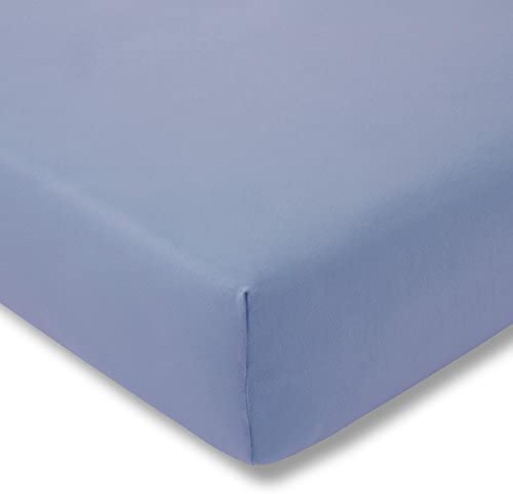 ESTELLA Spannbetttuch Zwirnjersey | Hellblau | 100x200 cm | passend für Matratzen 90-120 cm (Breite) x 200-220 cm (Länge) | trocknerfest und bügelfrei | 97% Baumwolle 3% Elastan Bild 1