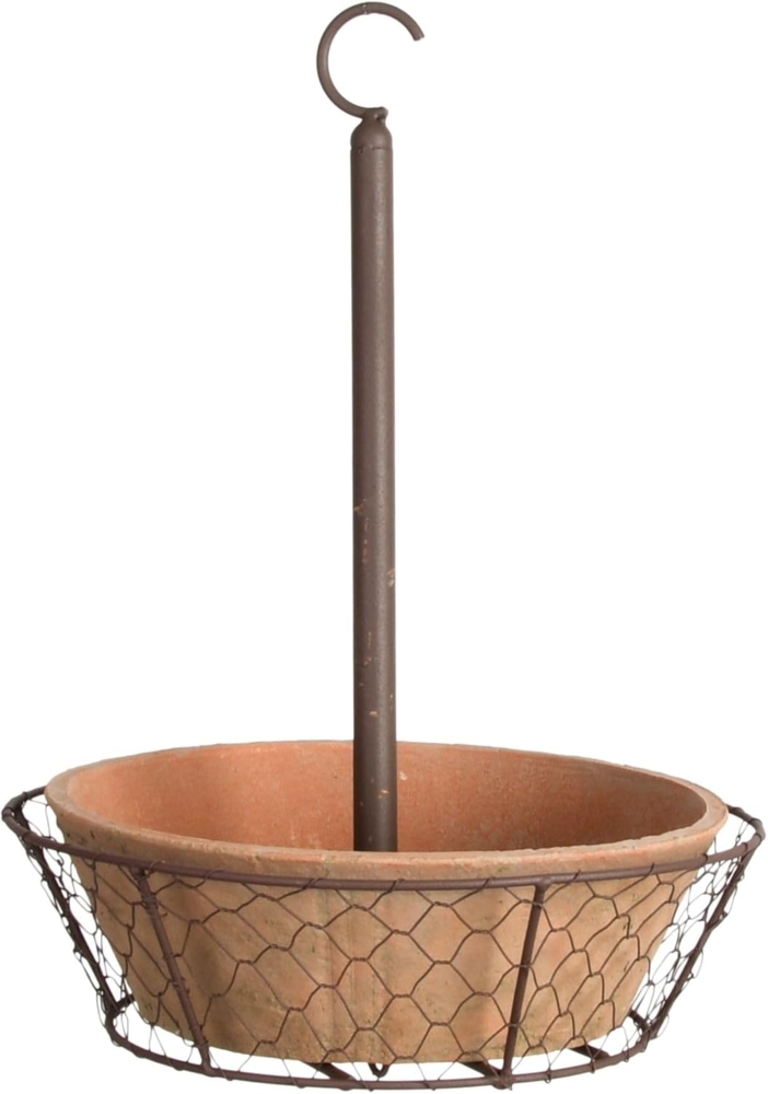 Esschert Design AT koppelbarer Blumenhänger in Drahtkorb, Terracotta, Ø 28 x H37,6 cm, Aufhängeöse, Blumenschale, Blumentopf Bild 1