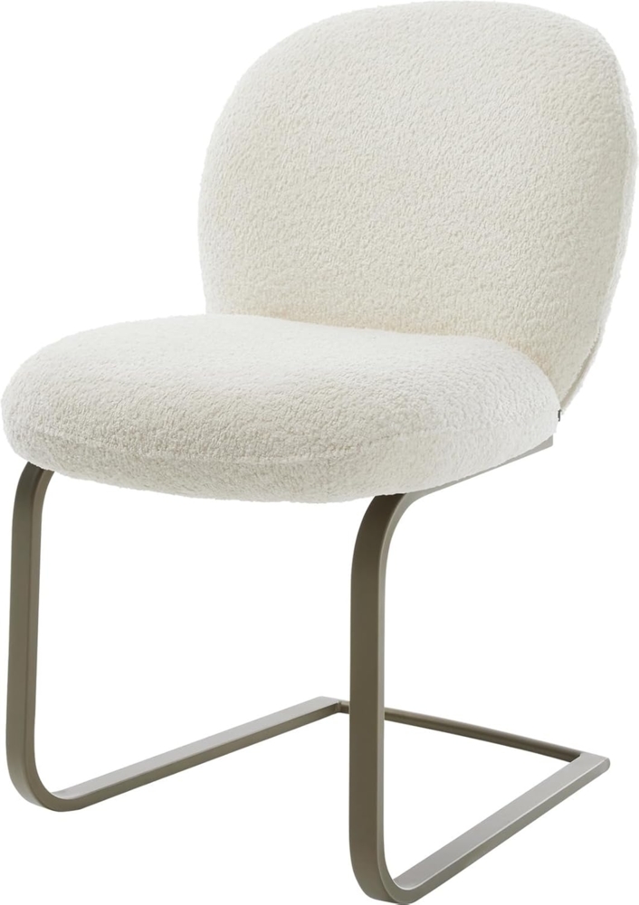Freischwinger Nube-Flex Bouclé Weiß Freischwinger flach Effektfinish Titan Taschenfederkern Bild 1