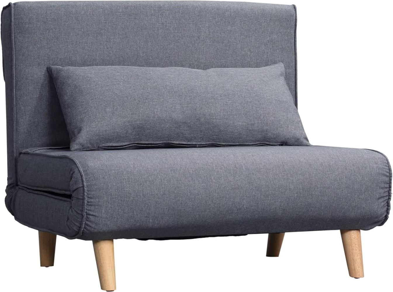 HOMCOM Sessel Rückenlehne Liege, Leinenimitat Tannenholz, Grau, 94 x 78 x 80 cm (2-Sitzer Sofa, 1-St, 1 x Einzelschlafsofa), mit Bettfunktion Bild 1