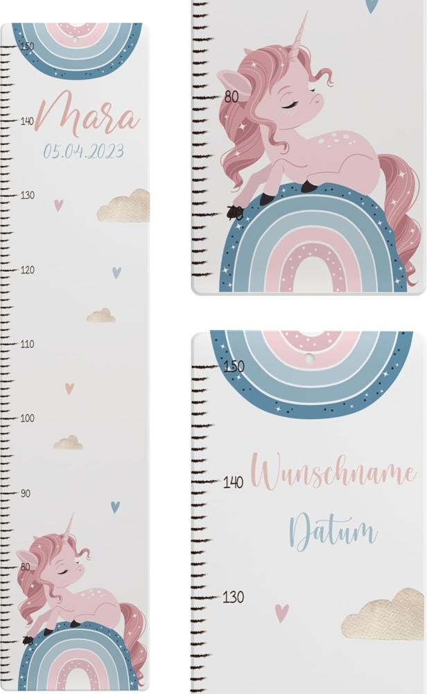 KIDSMOOD - Messlatte für Kinderzimmer Personalisiert, 70-140 cm - Messlatte Kinder Holz personalisiert Mit Namen für Baby- & Kleinkinderzimmer - Individuelles Geschenk für Kinder und Babys zum Geburt Bild 1