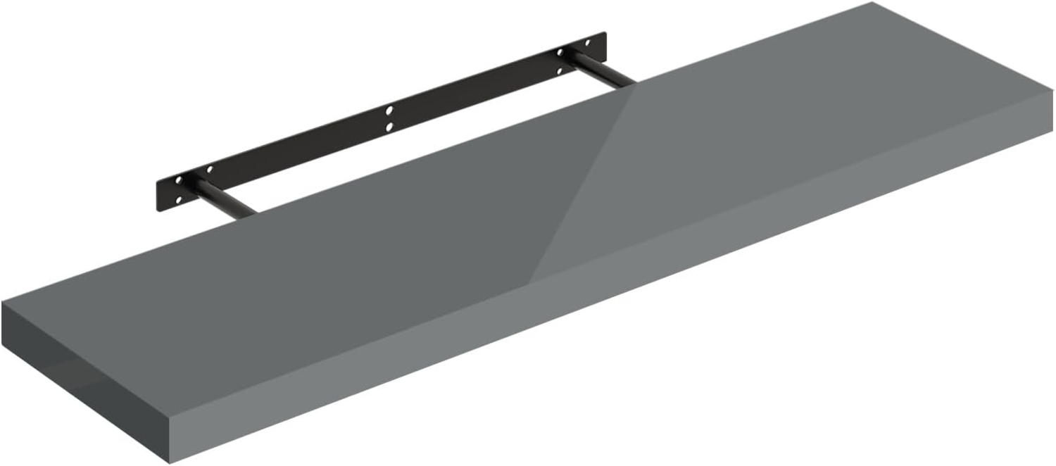 WOLTU Wandregal grau, Regal Wand, Schweberegal, Regalbrett, Wandboard, mit Metallhalterung, unsichtbare Montage, für Küche Badezimmer Wohnzimmer Schlafzimmer, aus MDF, 90 x 22,9 x 3,8 cm Bild 1