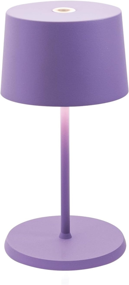 Zafferano, Olivia Mini Lampe, Tragbare und Wiederaufladbare Tischlampe mit Touch Control, Geeignet für Wohnzimmer und Außenbereich, Dimmer, 2700-3000 K, Höhe 22 cm, Farbe Lila Bild 1