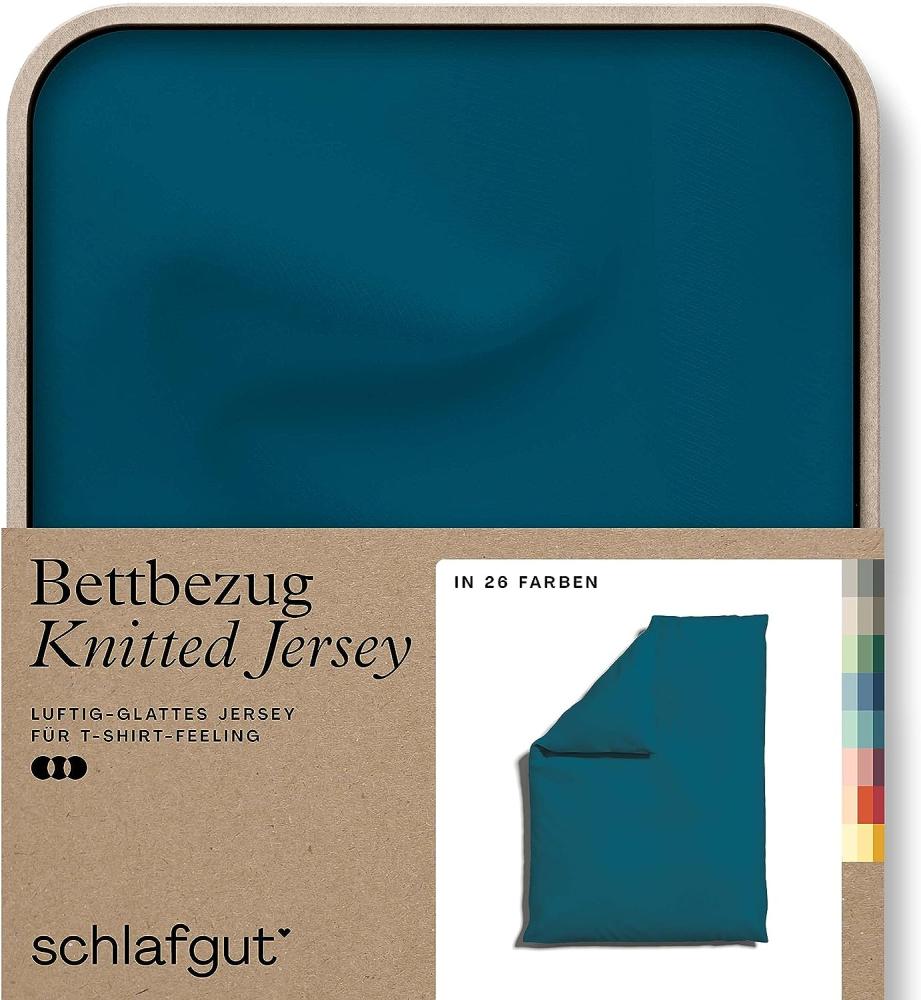 Schlafgut Knitted Jersey Bettwäsche | Bettbezug einzeln 155x220 cm | petrol-deep Bild 1