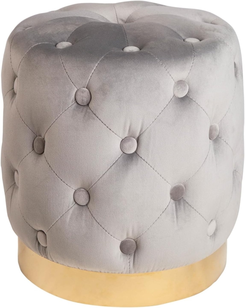 riess-ambiente Sitzhocker MODERN BAROCK 37cm grau / gold, Hocker · Samt · Metall · Chesterfield-Design Bild 1