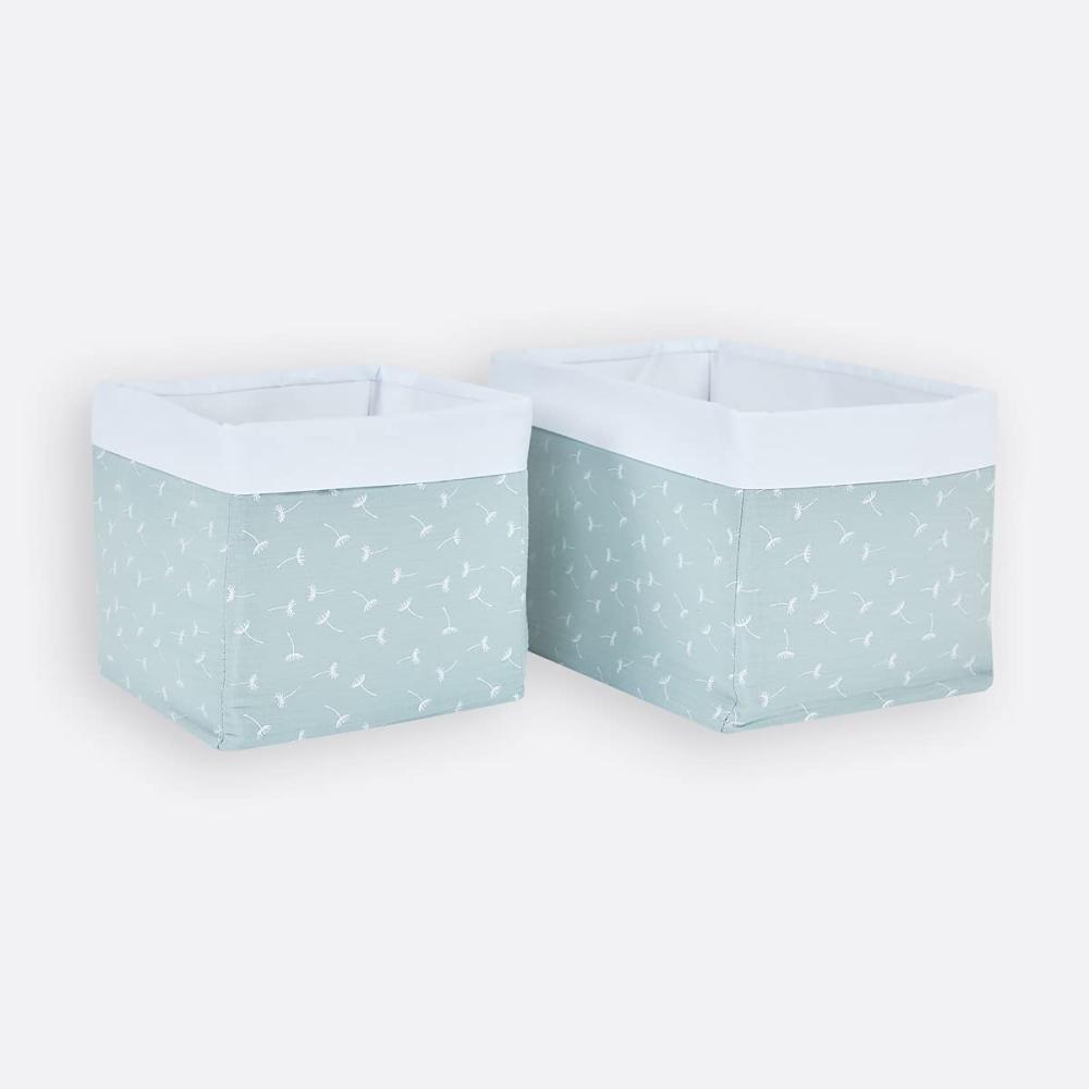 KraftKids Stoff-Körbchen in Musselin mint Pusteblumen, Aufbewahrungskorb für Kinderzimmer, Aufbewahrungsbox fürs Bad, Größe 20 x 33 x 20 cm Bild 1