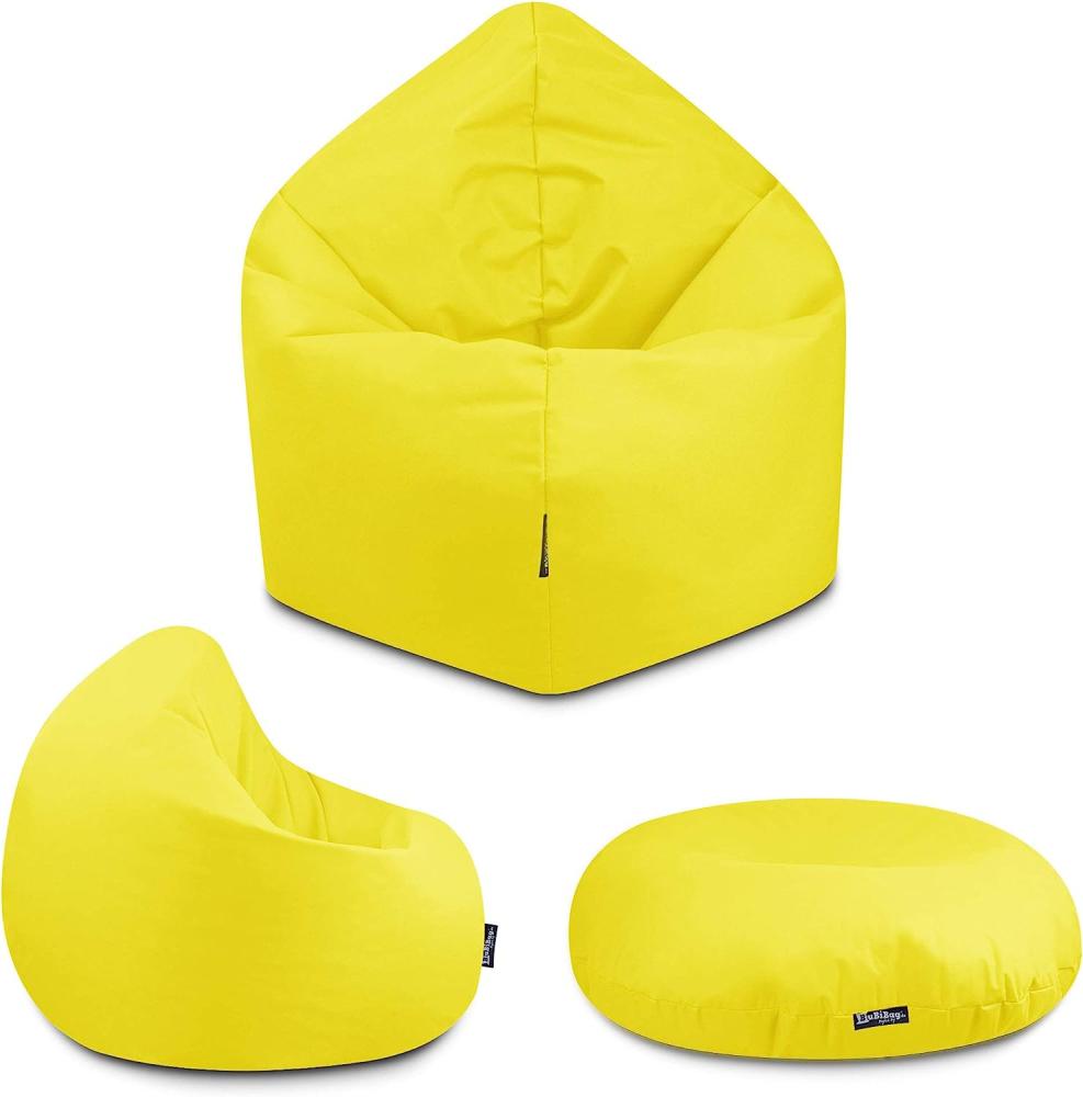 BuBiBag - 2in1 Sitzsack Bodenkissen - Outdoor Sitzsäcke Indoor Beanbag, Gelb, Ø 125,0 cm Bild 1