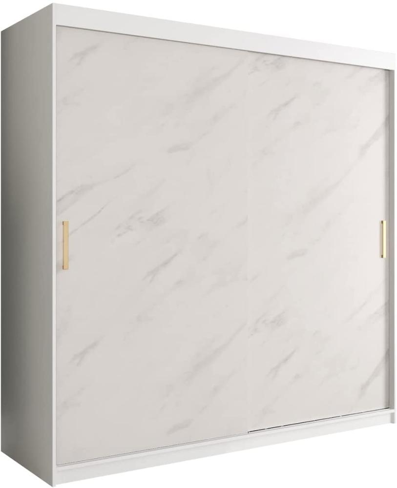 Kleiderschrank Kamoga T 200 (Weiß / Marmor Weiß + Gold, mit Schubladen) Bild 1