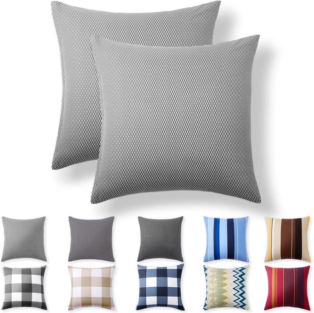Alreya 2er-Set Renforcé Kissenbezug 40x40 cm - 100% Baumwolle mit YKK Reißverschluss, Superweicher Kopfkissenbezug 40x40, Kissenhülle, Graue Diamanten, nur Kissenbezug Bild 1